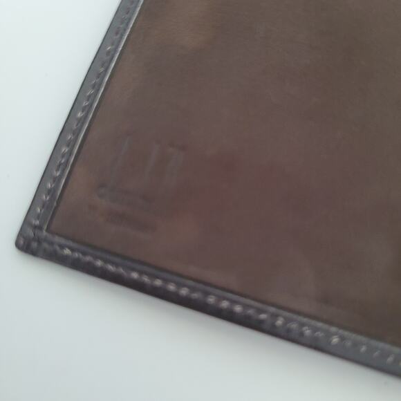 Dunhill Designer Checkbook Card Slim Bill Holder Wallet Brown Bifold Leather Vtg - Picture 4 of 10